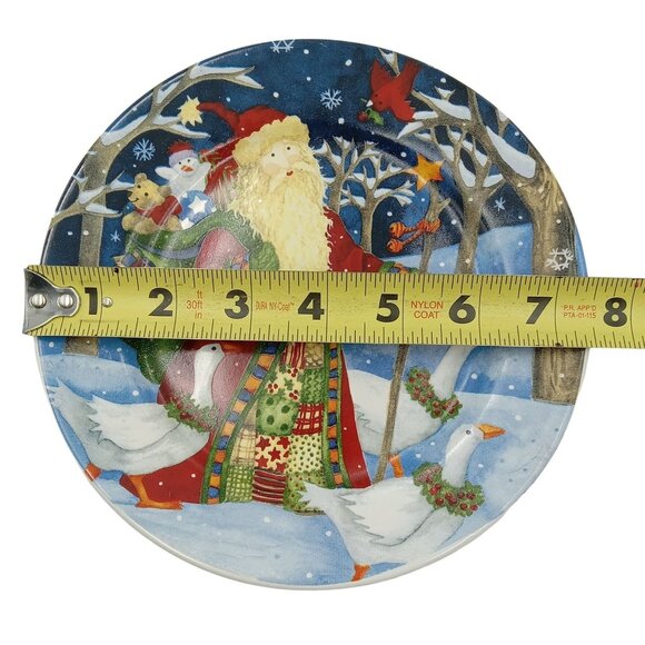 Santa With Geese Stoneware Plate 7.5" Debi Hron 2010 Gibson - Picture 7 of 7